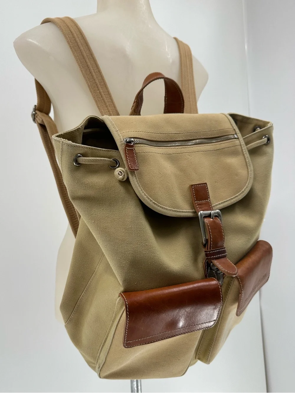 Fossil Expedition Co. Canvas Backpack Brown Leather Trim Durable Travel Gear